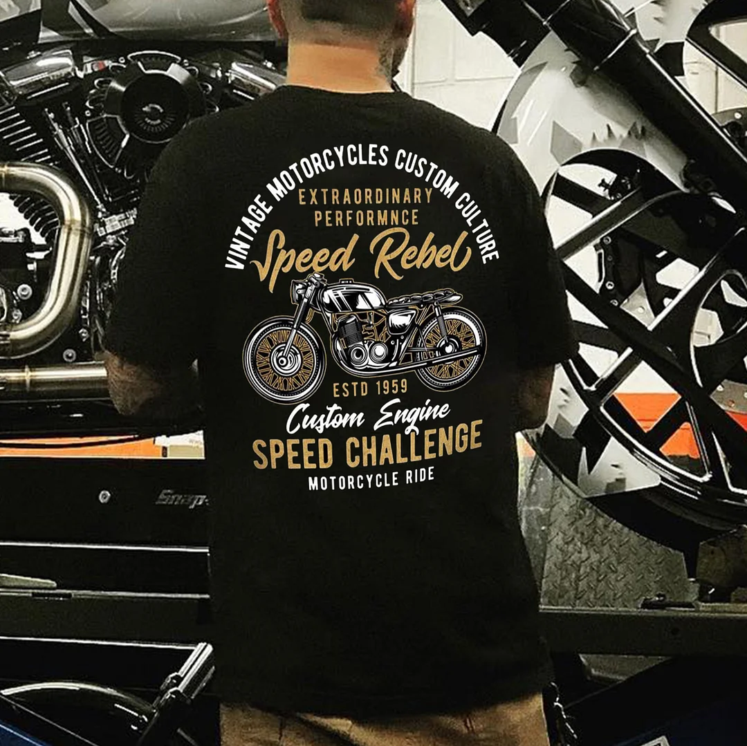 VINTAGE MOTORCYCLE CUSTOM CULTURE Motorcycle Print Men's T-shirt
