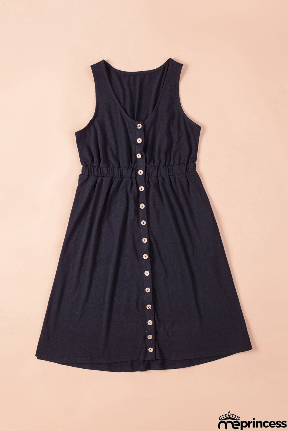 Buttons Sleeveless High Waist Mini Dress