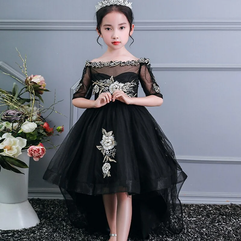 Girls Dresses For Wedding Tulle Lace Long Girl Dress Party Pageant Dress Children Princess Costume For Kids elegant Prom Dress