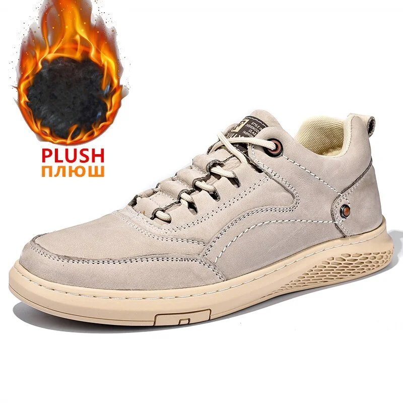 Brand Men Boots Leather Men's Snow Boots Luxury Mens Sneakers Winter Shoes for Men Outdoor British Autumn Spring Boots Moccasins