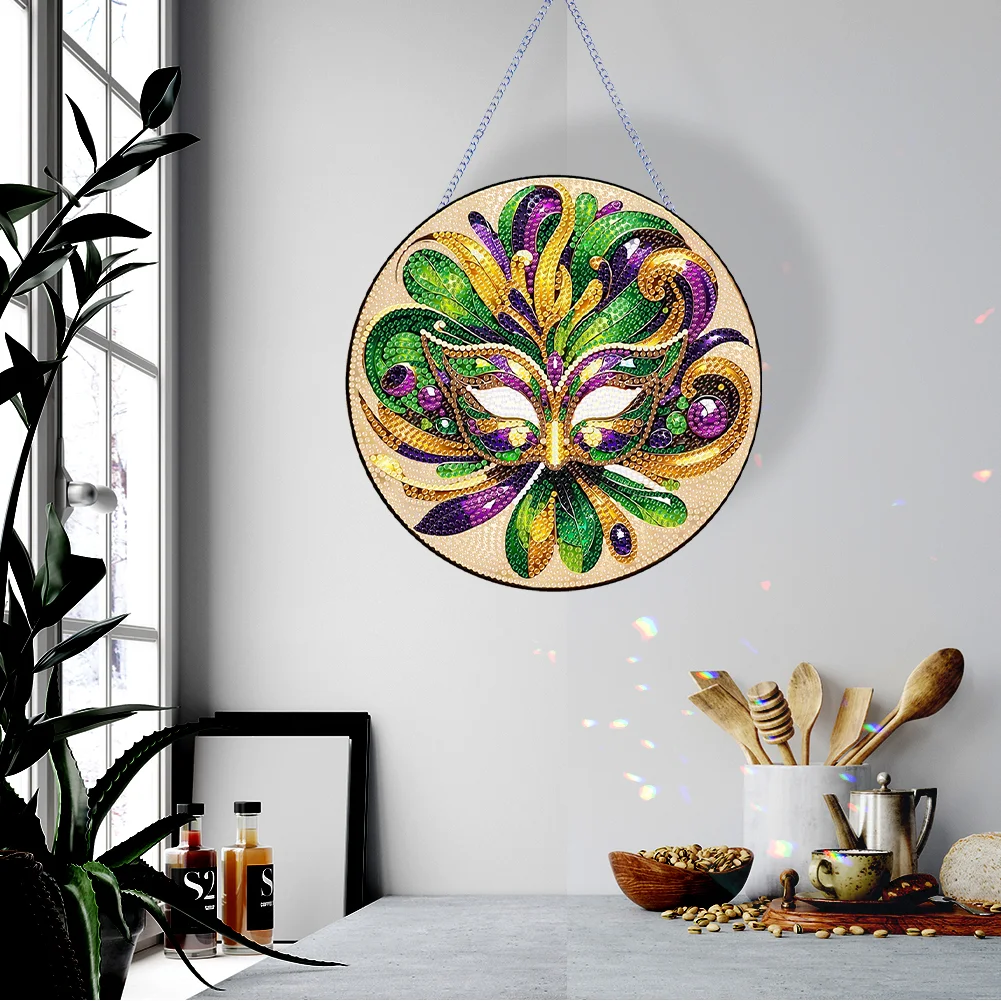 DIY St Patrick Mask Acrylic Wreath Diamond Painting Hanging Pendant Wall Decor