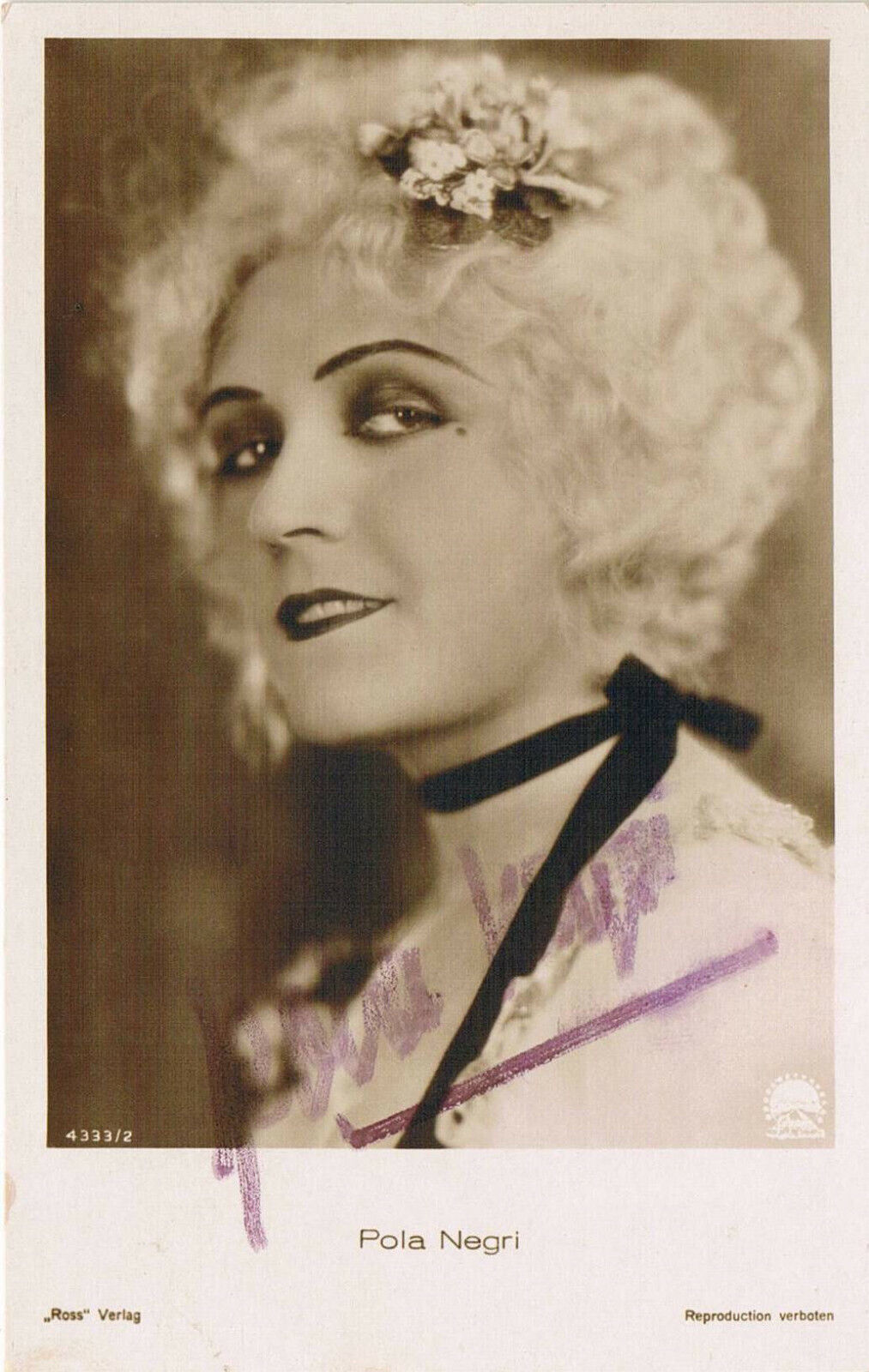 Pola Negri 1897-1987 autograph signed postcard Photo Poster painting 3.5x5.5 Polish actress