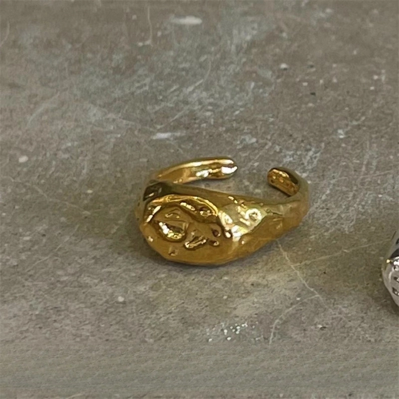 Copper Silver Plated Inlay Round Natural Stone Gem Rings