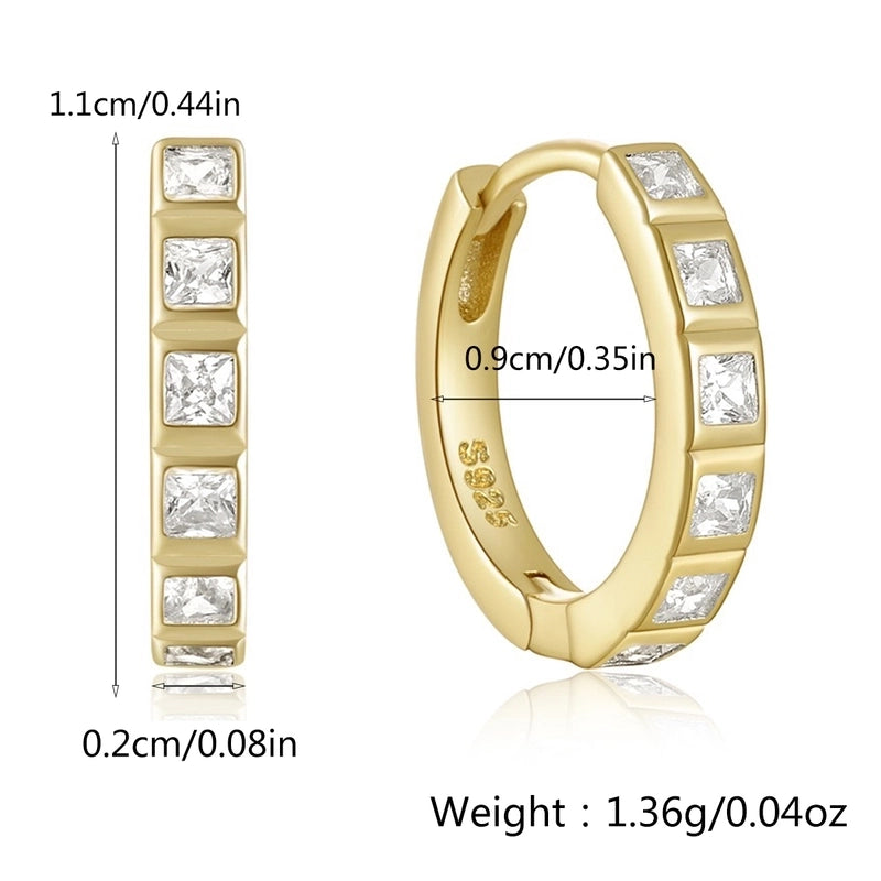 1 Pair 925 Sterling Silver Zircon Round Earrings