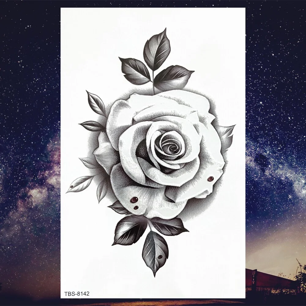 Sdrawing Henna Fake Temporary Tattoos For Men Women Black Creative Wolf Tattoo Sticker Geometric Tribe Owl Skeleton Tatoos Body Arms