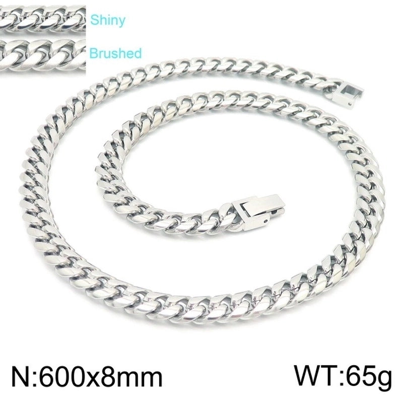 Classic Style Solid Color Titanium Steel 18K Gold Plated Chain Bracelets Necklace