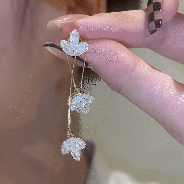 Zircon Maple Leaf Earrings
