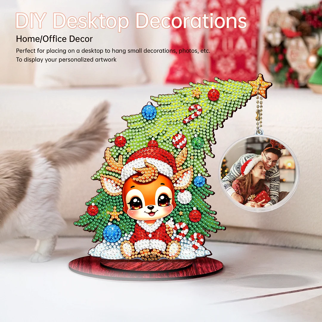 Photo Christmas Tree 5D DIY Diamond Art Tabletop Wood Decorations Ornament Kits