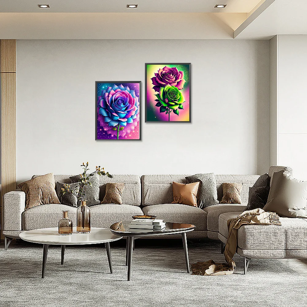 2pcs/Set Diamond Painting - Full Round Drill - Rose(Canvas|30*40cm)