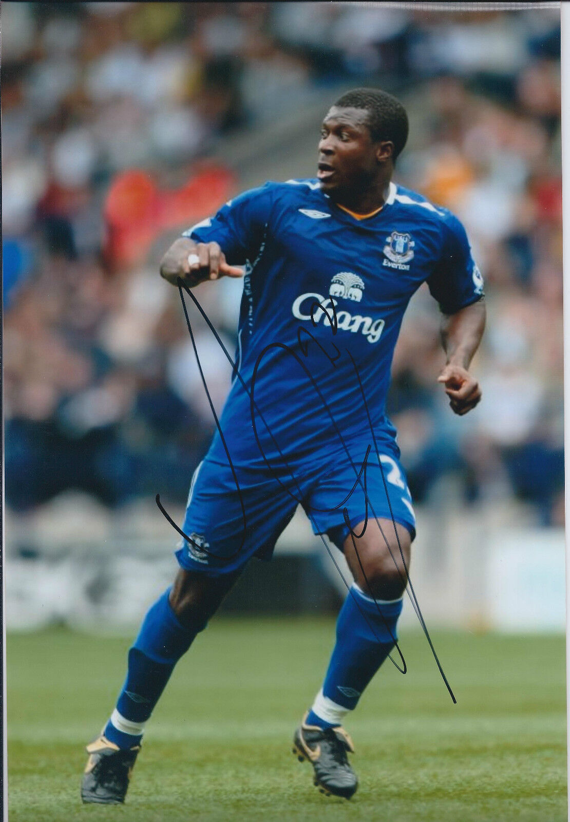 Yakubu AIYEGBENI SIGNED COA Autograph 12x8 Photo Poster painting AFTAL Everton Authentic