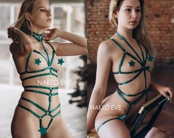 womens sexy lingerie Bondage Babe Teddy Lingerie, Faux Leather Teddy Lingerie – 3wishes.com main image 1