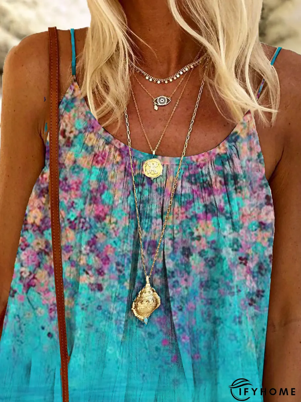 Vintage Holiday Hippie Casual Spaghetti-Strap Boho Weaving Tunic Dress | IFYHOME