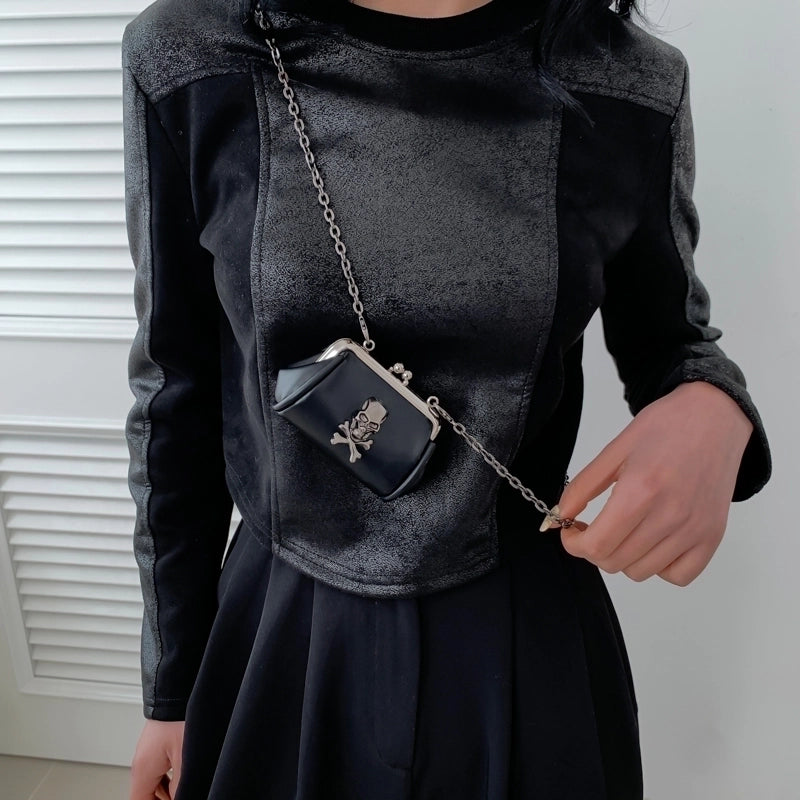 Halloween Women’s Small Pu Leather Cross Skull Streetwear Buckle Crossbody Bag