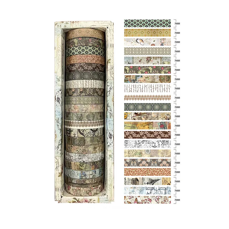 Journalsay 20 Rolls/set 7mm*200cm Meet for The First Time Series Vintage Plant Washi Tape Set 