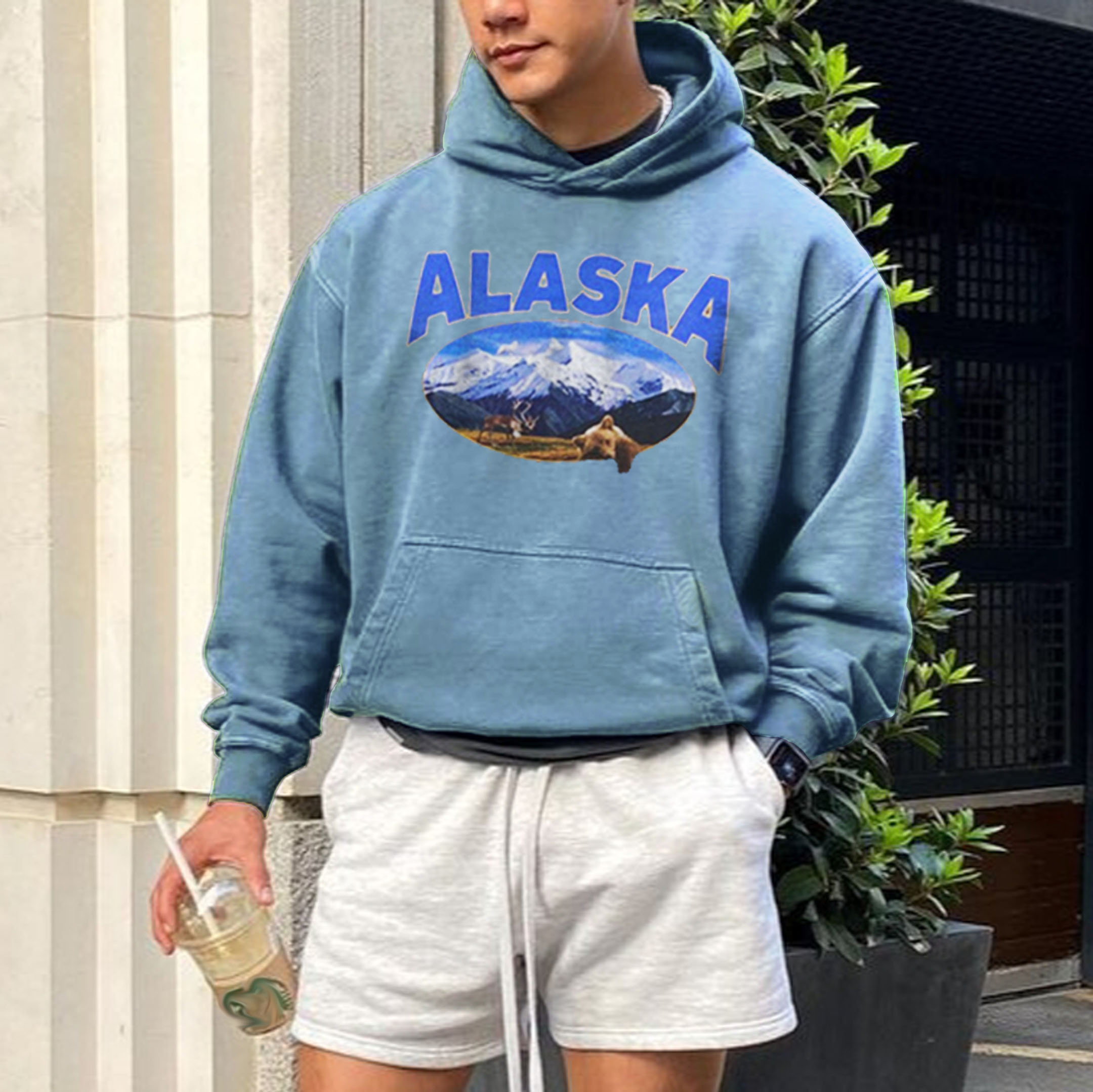 Men's Alaska Print Casual Hoodie