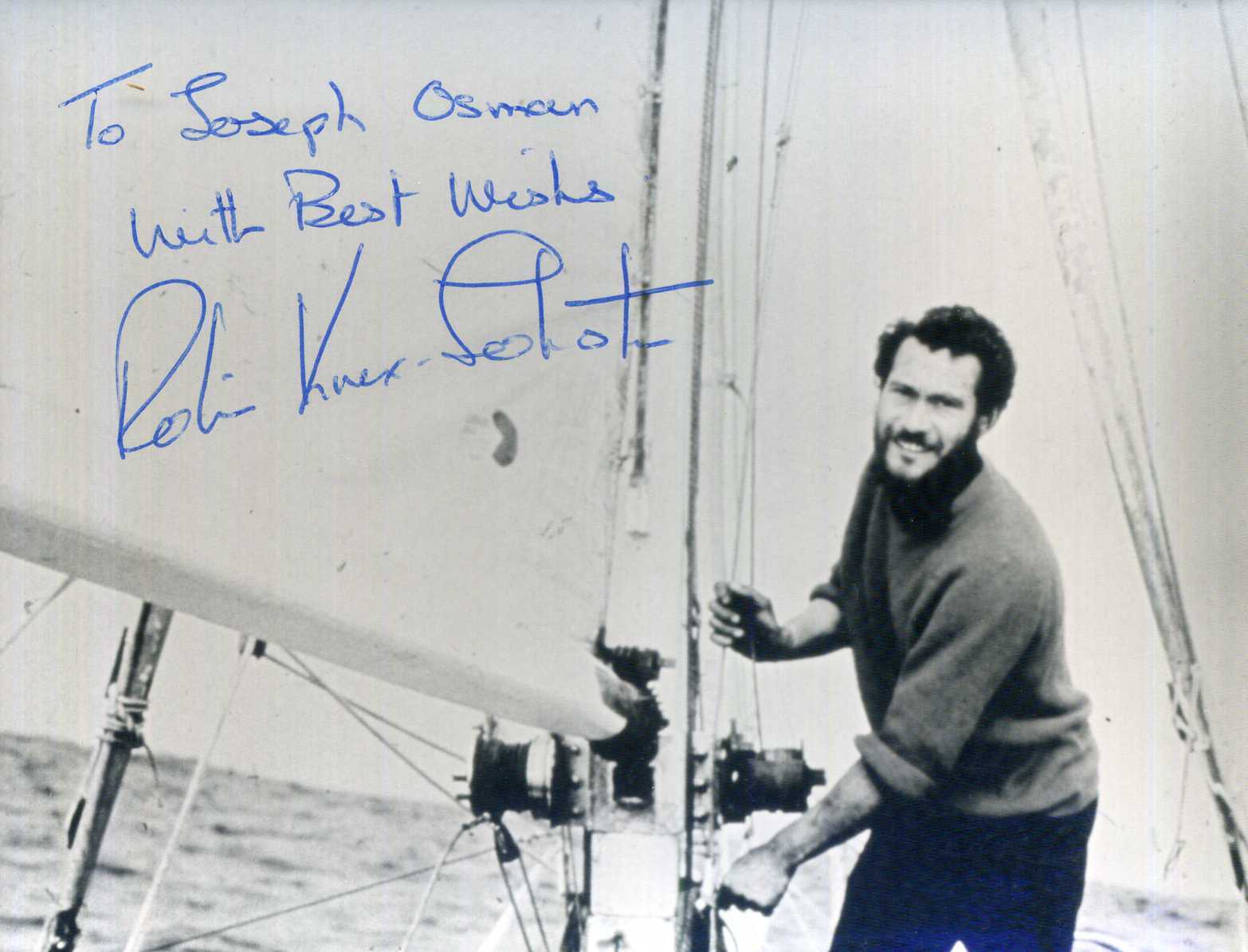 ROBIN KNOX-JOHNSTON Signed Photo Poster paintinggraph - British Saling 1st Solo Global preprint