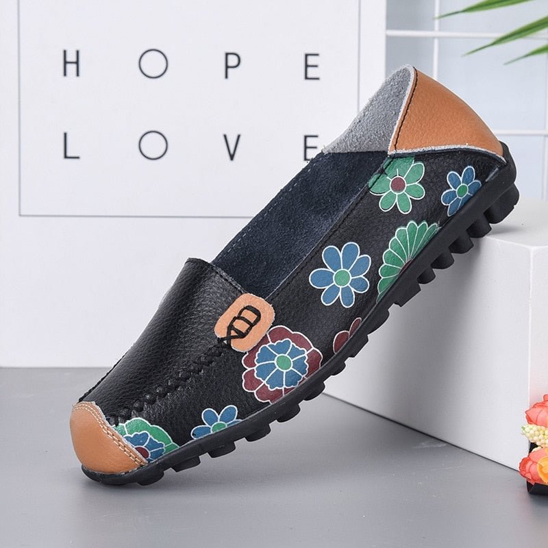 Fashion Women's Loafers Flower Printed Flat Shoes Sweet Slip On Casual Woman Flats Leisure Walking Ladies Shoes Chaussure 2021