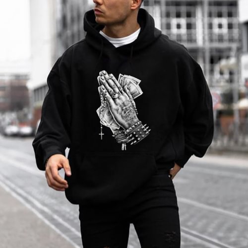 Mens fashion loose hooded sweater-barclient