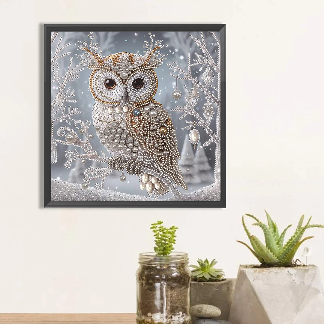 Crystal Owl Special Shaped 5D DIY Partial Drill Diamond Painting Kit Home Art 30x30cm
