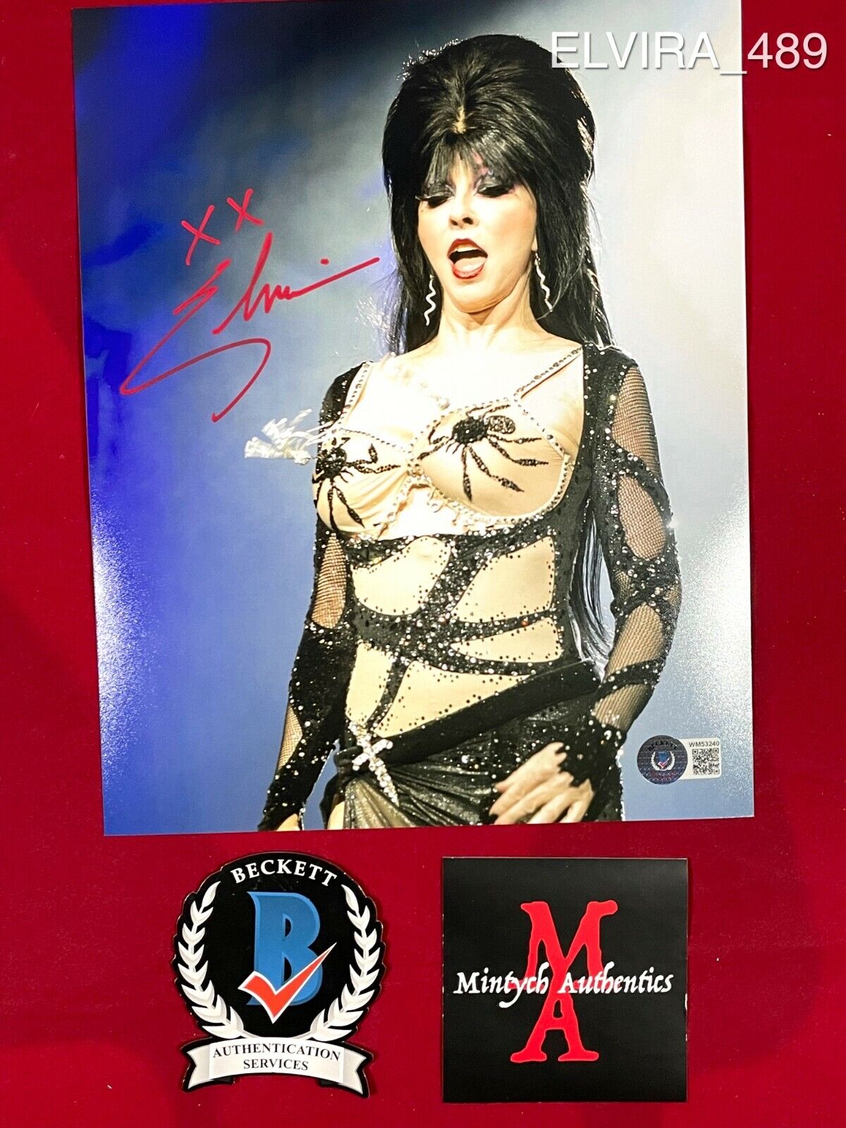 ELVIRA CASSANDRA PETERSON AUTOGRAPHED SIGNED 8x10 Photo Poster painting! BECKETT COA! HORROR!