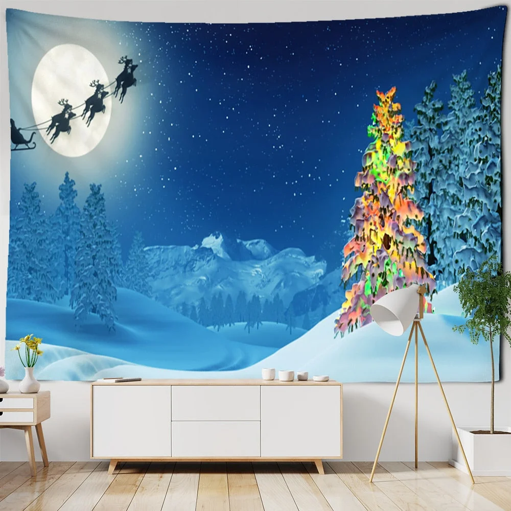 Christmas Tree Series Tapestry Wall Hanging Cartoon Kawaii Bohemian Style Aesthetics Room Gift Home Decor