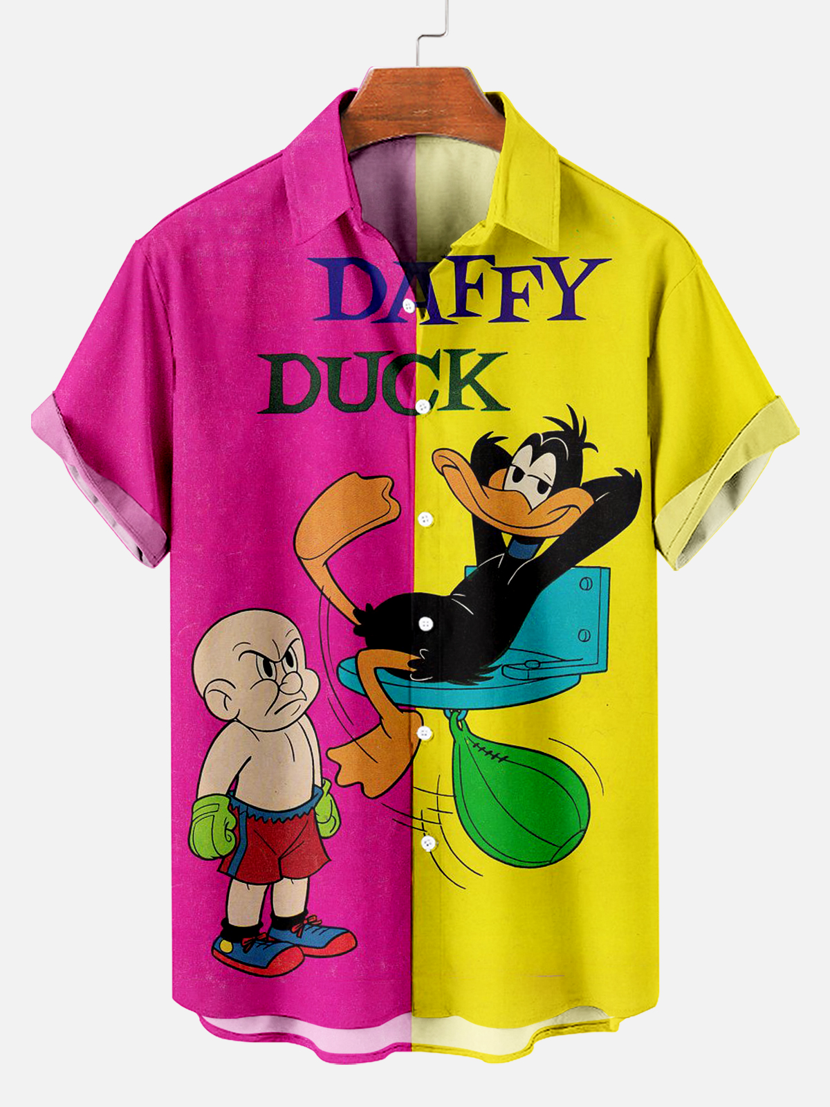 Retro Cartoon Duck Boxing Sports Short Sleeve Shirt PLUSCLOTHESMAN