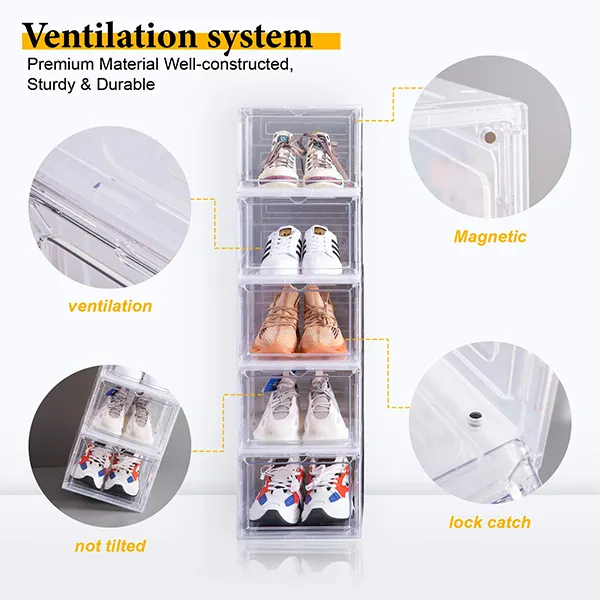 Saker Magnetic Stackable Plastic Shoe Box