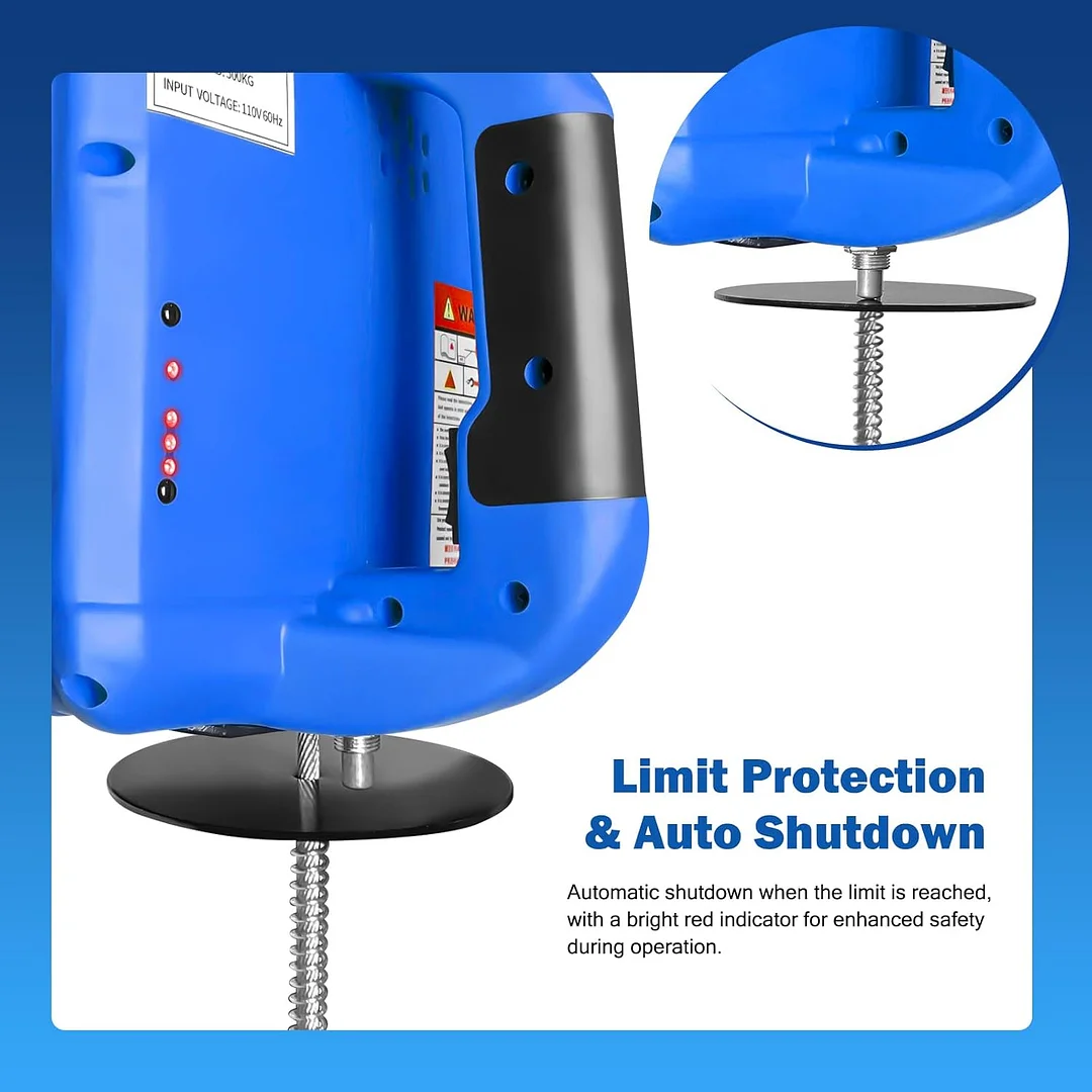 رافعة كهربائية محمولة 200 كجم، رافعة كهربائية بسلك فولاذي 220 فولت (نسخة جهاز التحكم عن بعد، 19 متر)