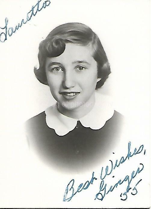 Found Photo Poster painting bw 1950's HIGH SCHOOL GIRL Original Portrait YOUNG WOMAN 15 28 P