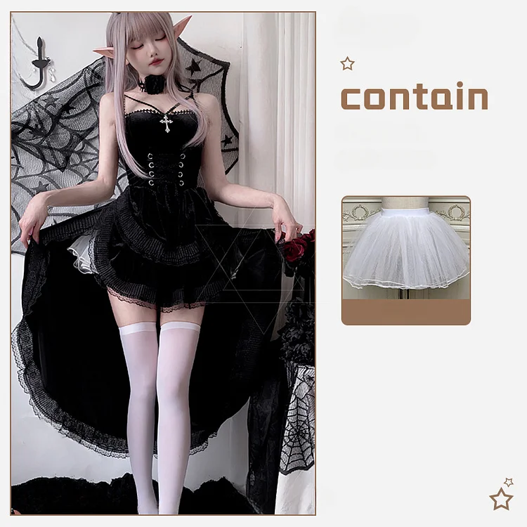 Gothic Dark Halloween Sexy Tailed Witch Vampire Bride Dress