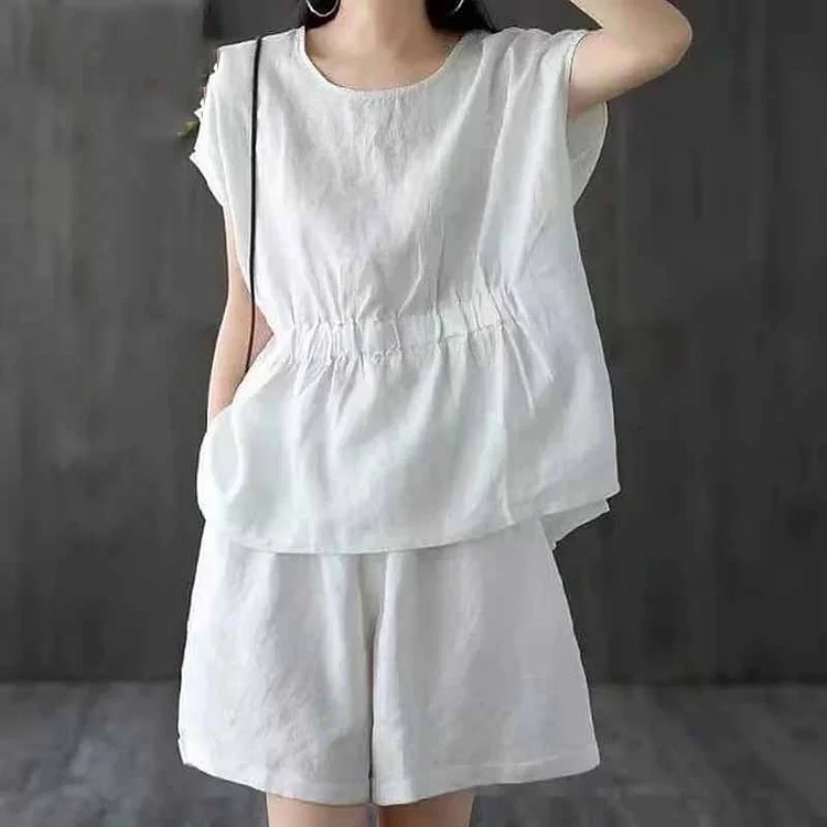 Loose T-Shirt Elastic Waist Shorts Two Piece Set