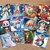 12Pcs Diamond Painting Winter Cartoon Greeting Card Set with Envelope