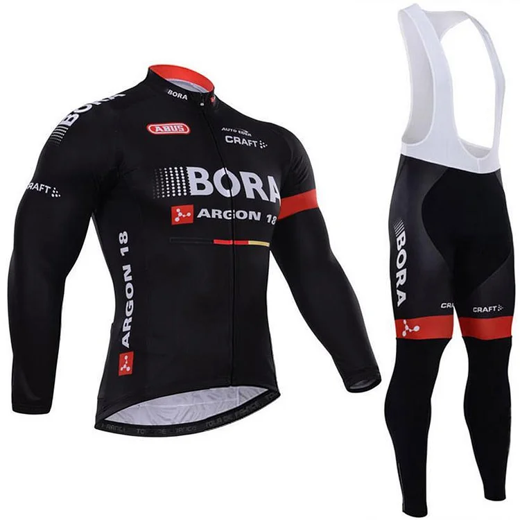 Bora Black Team Cycling Men's Long Sleeve Kit