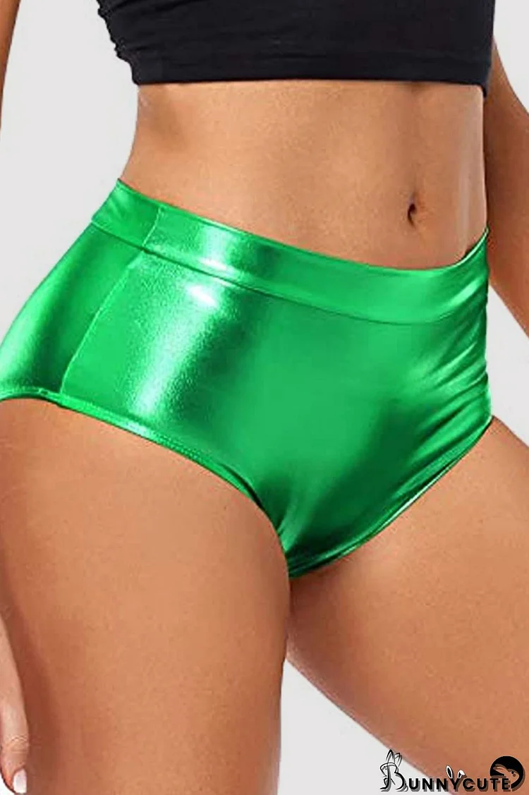 Green Sexy Solid Basic Skinny Mid Waist Conventional Solid Color Shorts