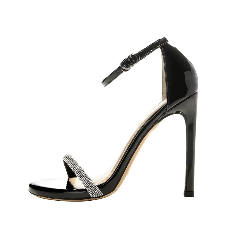 Breakj Breakj Drill With High Heels 2025 Summer New Ultra-High Fine Heel Niche Design Sense Silver Sexy Sandals Woman
