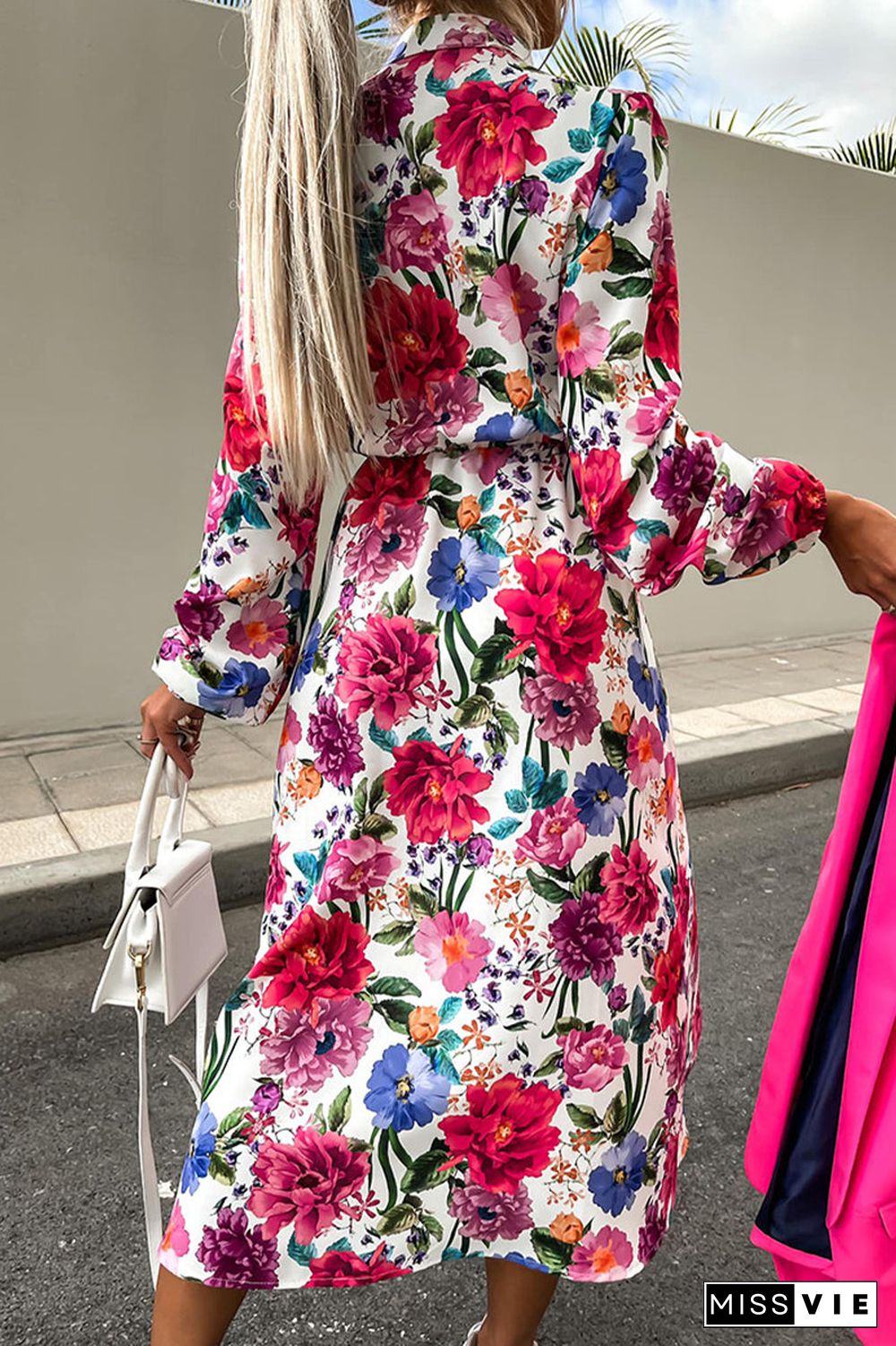 Elegant College Floral Patchwork V Neck A Line Dresses
