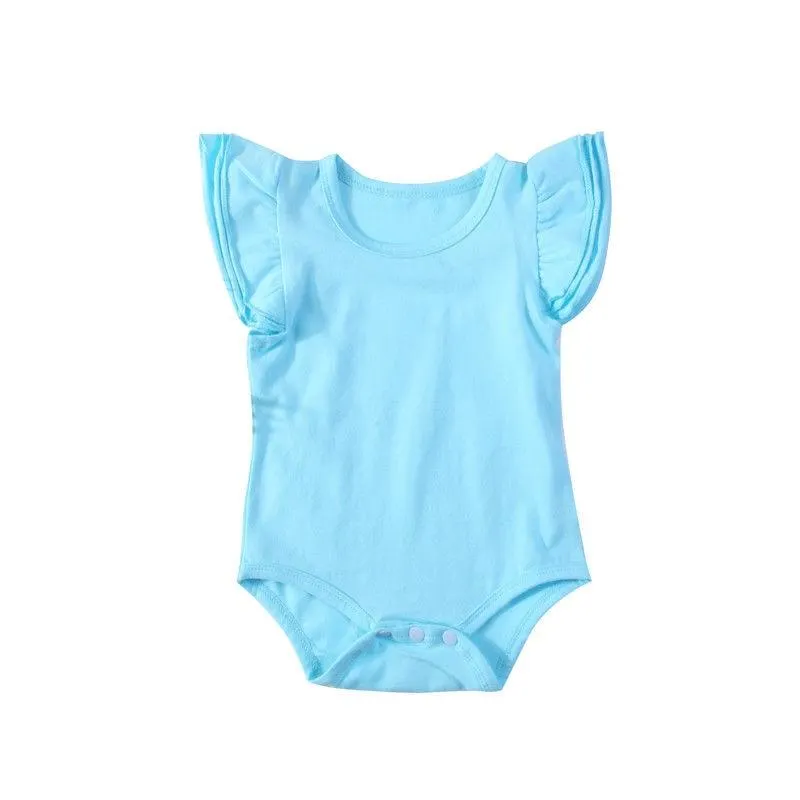 2018 Brand New Newborn Toddler Infant Baby Girl Boy Bodysuit Ruffled Sleeveless Outfits Jumpsuit Sunsuit Solid Wholesale Clothes