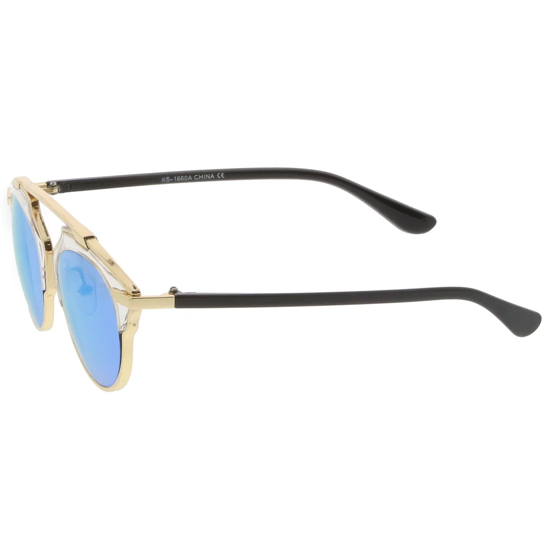 Modern Metal Crossbar Round Lens Pantos Aviator glasses 48mm