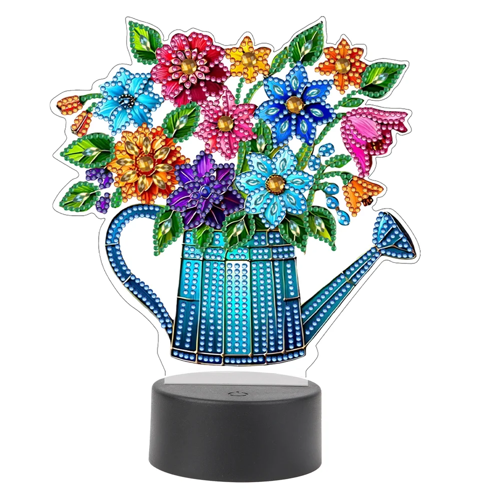 Acrylic Double Sided Butterfly Vase Diamond Painting LED Night Light for Desktop