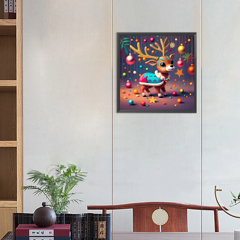 Diamond Painting - Full Round Drill - Xmas Reindeer(Canvas|30*30cm)