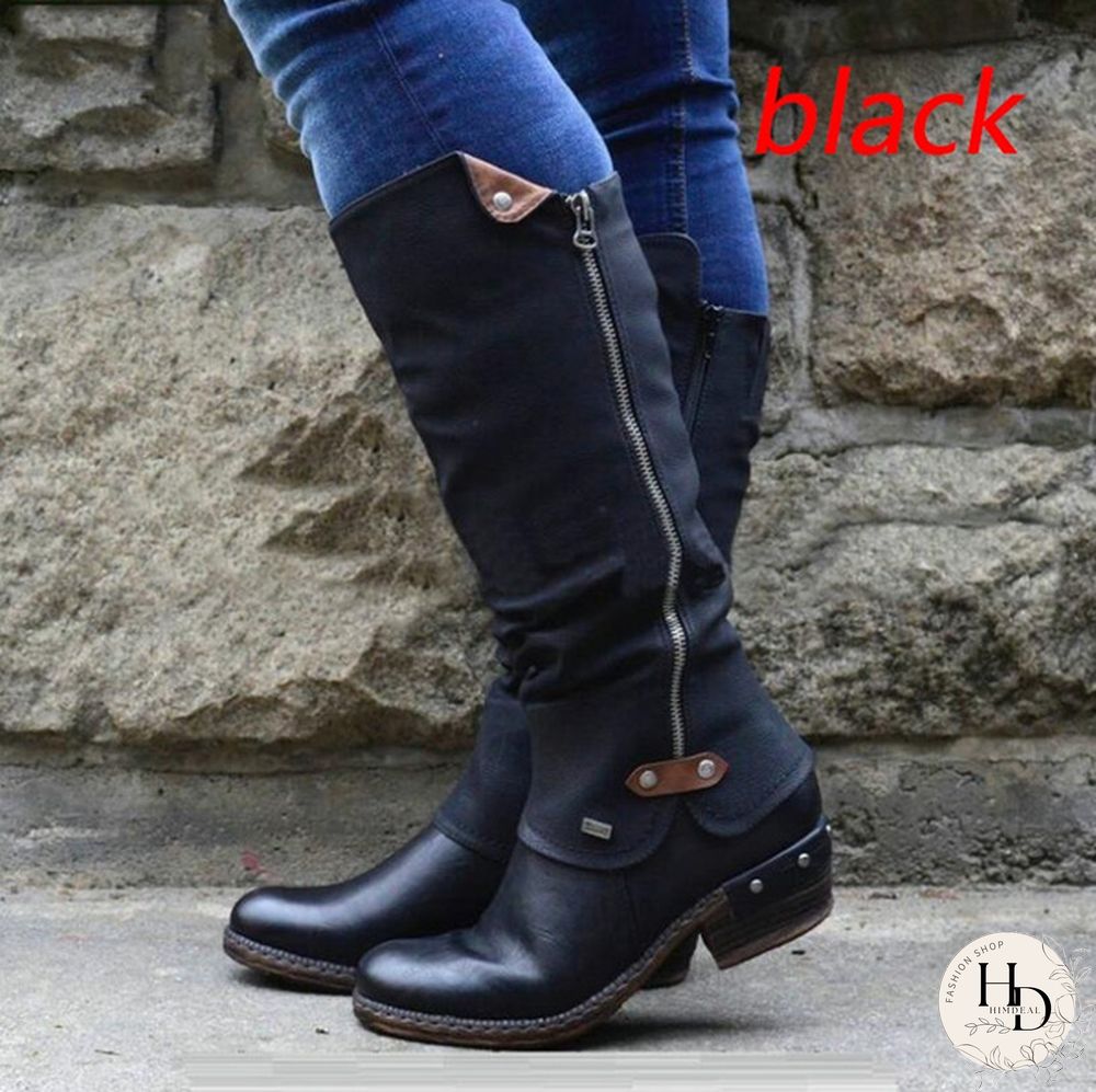 Winter Women's Fashion Causal Knee High Boots Ladies Leather Long Boots Plus Size 35-43