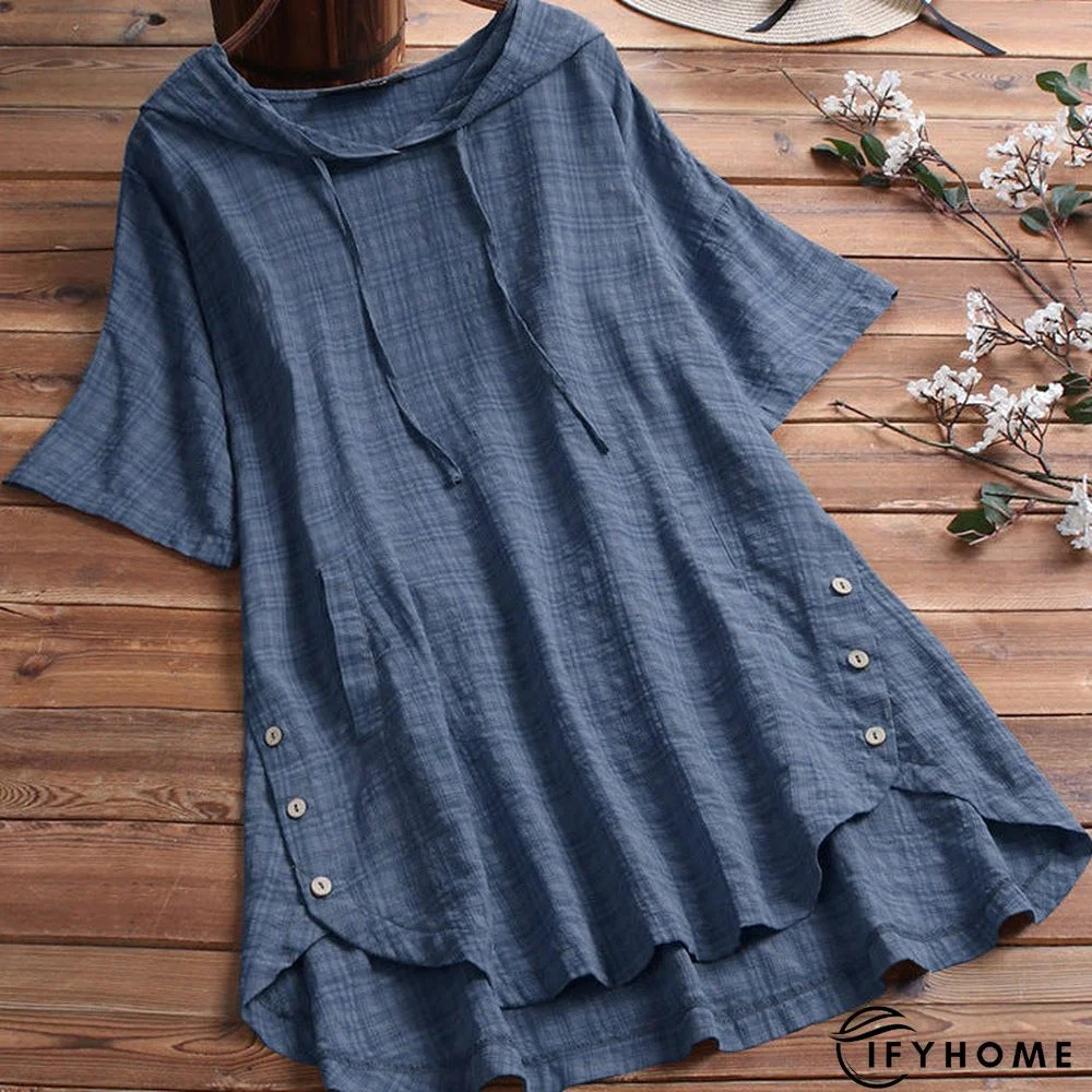 Women's Plus Size Blouses Loose Solid Color Tops Short Sleeve T-shirt | IFYHOME