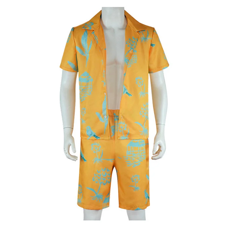 Barbie 2023 Ken Cosplay Costume Outfits Yellow Beachwear Halloween Carnival Suit