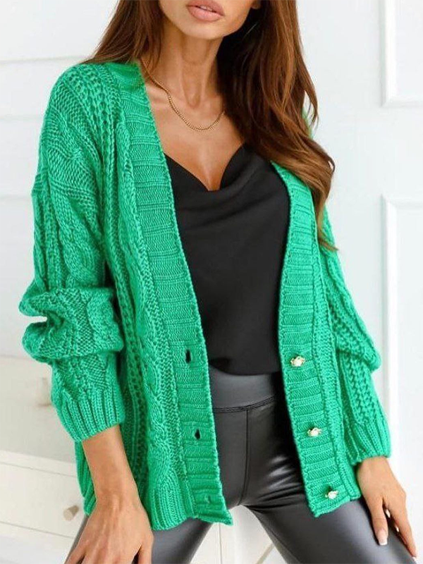 Loose Plain Casual Sweater Coat
