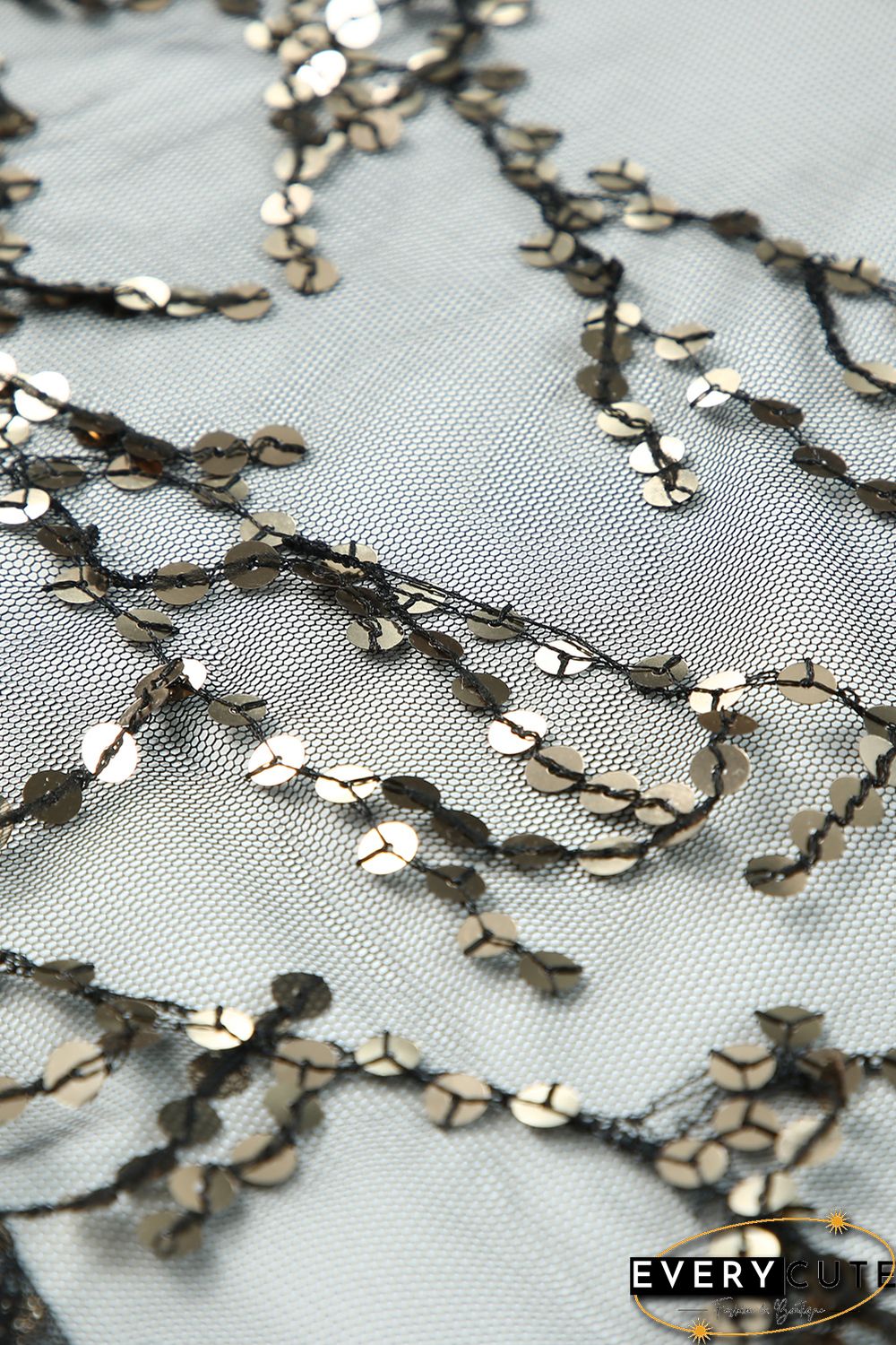 Black 3/4 Bell Sleeve Sequin Sheer Kimono