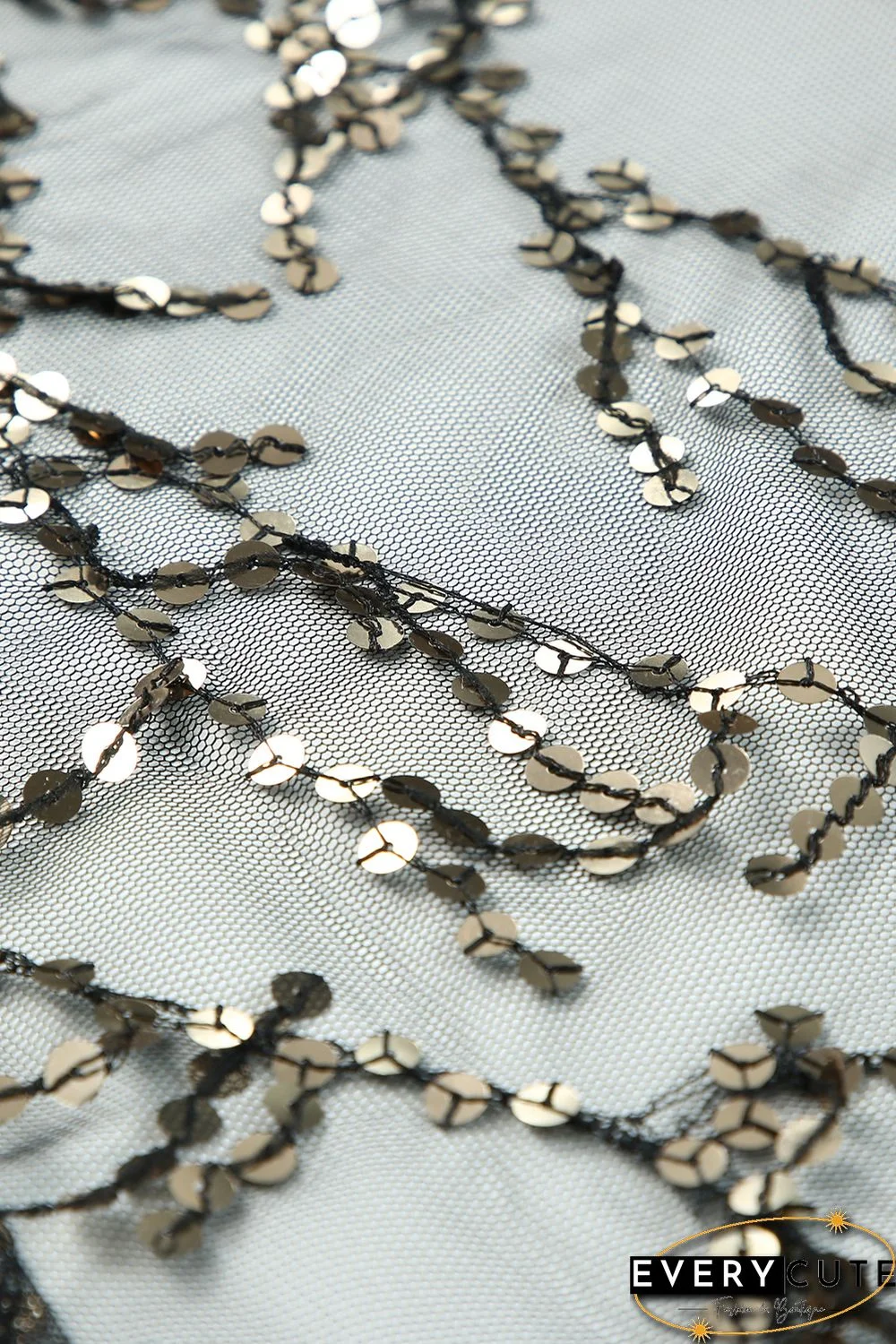 Black 3/4 Bell Sleeve Sequin Sheer Kimono