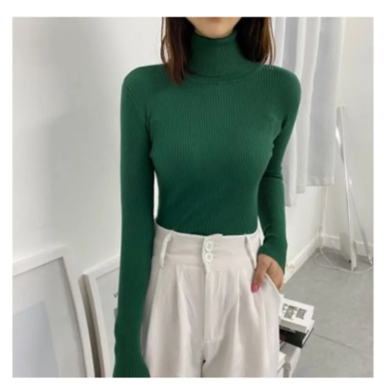 Women's Turtleneck Sweater Autumn and Winter New Pullover Slim Bottoming Sweater Knitted Casual Long Sleeve Pull Femme 16675