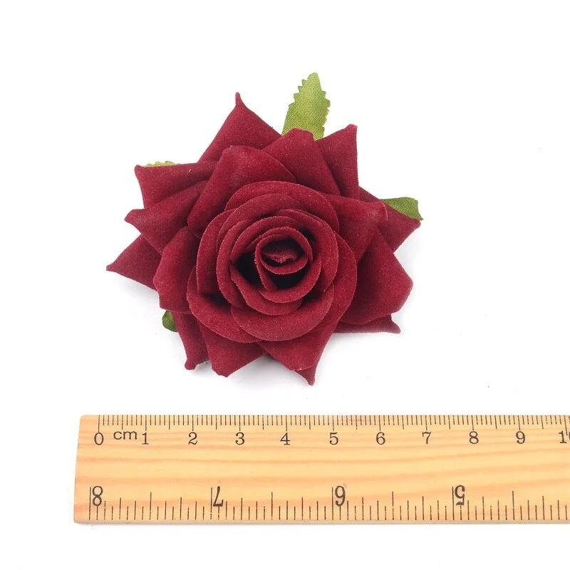 100pcs 6cm Flannel Corner Rose Artificial Flower Heads For Home Wedding Car Decorative DIY Scrapbooking Fake Flower Wall Crafts