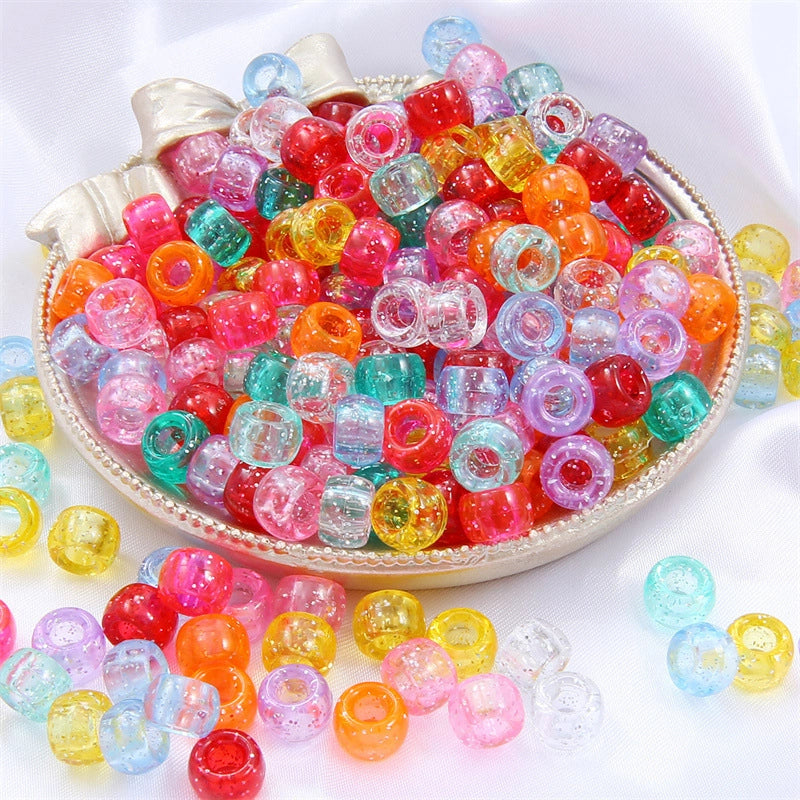 Acrylic Large Hole Barrel Beads 9*6mm Pony Beads Woven Handmade Diy Hand String Jewelry Accessories Beads Loose Beads