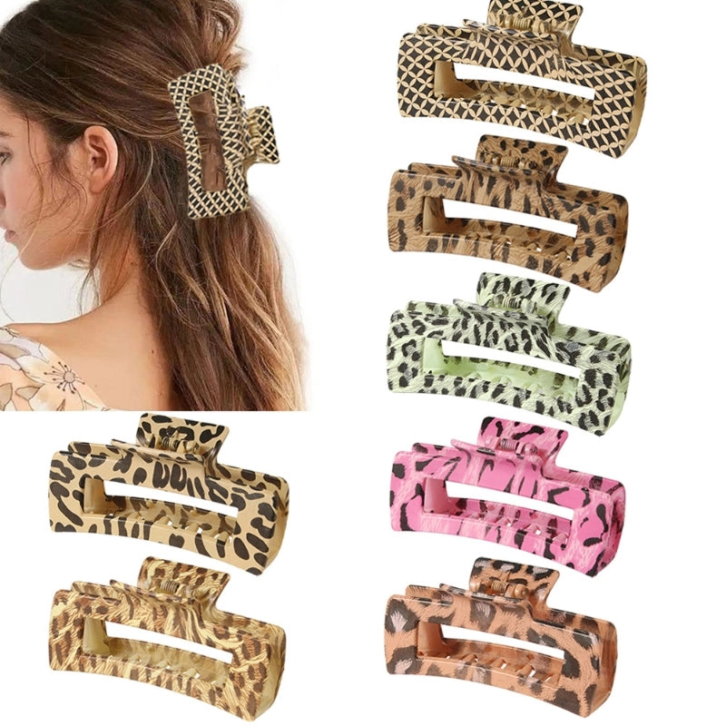 Retro Leopard Plastic Printing Hair Claws 1 Piece